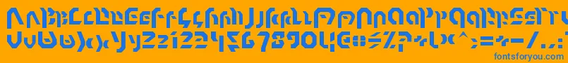 Omnicron-Schriftart – Blaue Schriften auf orangefarbenem Hintergrund