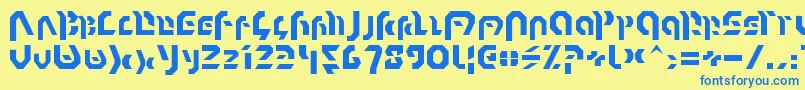 フォントOmnicron – 青い文字が黄色の背景にあります。