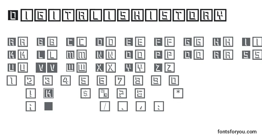 Czcionka Digitalishistory – alfabet, cyfry, specjalne znaki