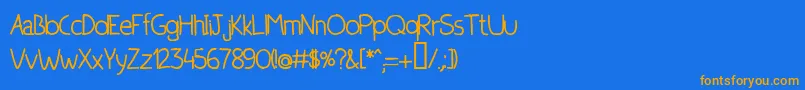 フォントQuixeramobim – オレンジ色の文字が青い背景にあります。