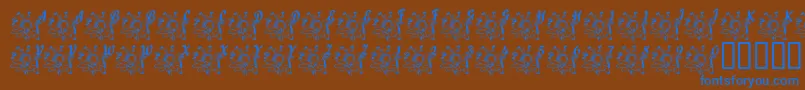 LcrJoyfulNoise-Schriftart – Blaue Schriften auf braunem Hintergrund