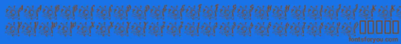 フォントLcrJoyfulNoise – 茶色の文字が青い背景にあります。