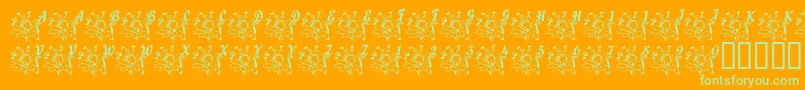 LcrJoyfulNoise-Schriftart – Grüne Schriften auf orangefarbenem Hintergrund