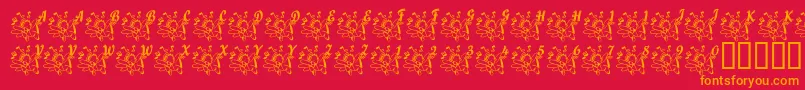 フォントLcrJoyfulNoise – 赤い背景にオレンジの文字