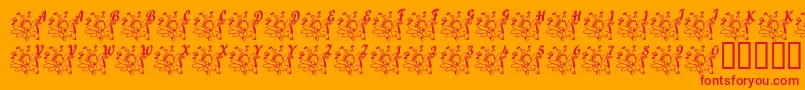 LcrJoyfulNoise-Schriftart – Rote Schriften auf orangefarbenem Hintergrund