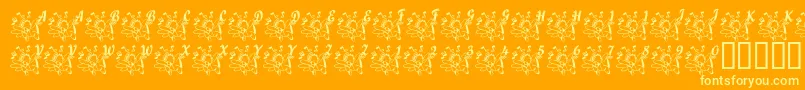 LcrJoyfulNoise-Schriftart – Gelbe Schriften auf orangefarbenem Hintergrund