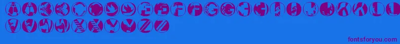 Pixcapsround-Schriftart – Violette Schriften auf blauem Hintergrund