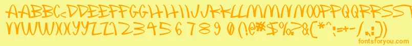 Fonte Mclawsuit – fontes laranjas em um fundo amarelo