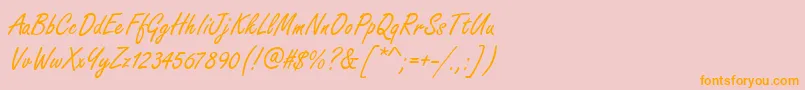 Freestylescrd-Schriftart – Orangefarbene Schriften auf rosa Hintergrund