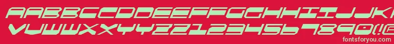 Czcionka QuickgearItalic – zielone czcionki na czerwonym tle