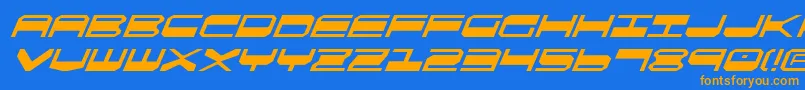 QuickgearItalic Font – Orange Fonts on Blue Background