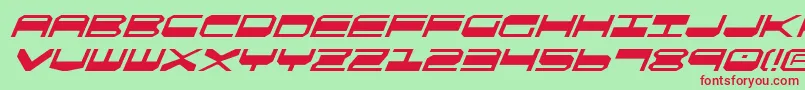 QuickgearItalic-Schriftart – Rote Schriften auf grünem Hintergrund