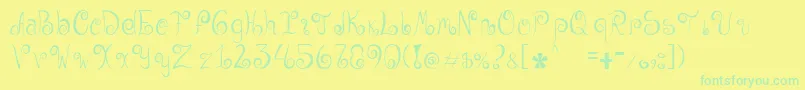 Geordana-Schriftart – Grüne Schriften auf gelbem Hintergrund