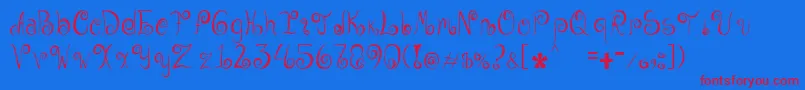 Geordana-Schriftart – Rote Schriften auf blauem Hintergrund