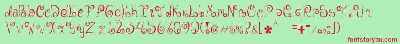 Geordana-Schriftart – Rote Schriften auf grünem Hintergrund