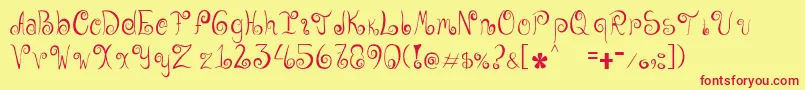 フォントGeordana – 赤い文字の黄色い背景