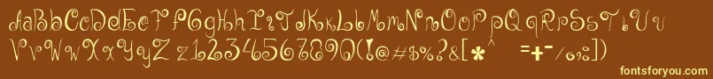 Geordana-Schriftart – Gelbe Schriften auf braunem Hintergrund