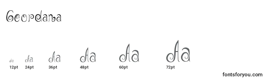 Размеры шрифта Geordana
