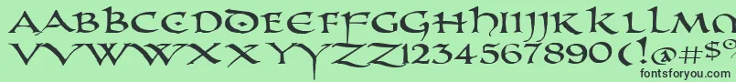 フォントPrUncialAltCapsExtended – 緑の背景に黒い文字