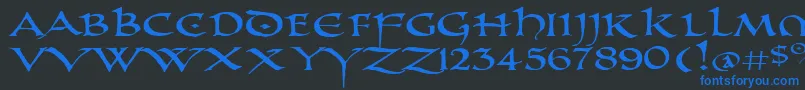Шрифт PrUncialAltCapsExtended – синие шрифты на чёрном фоне