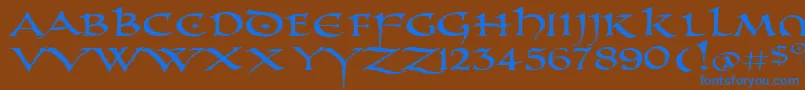 PrUncialAltCapsExtended Font – Blue Fonts on Brown Background