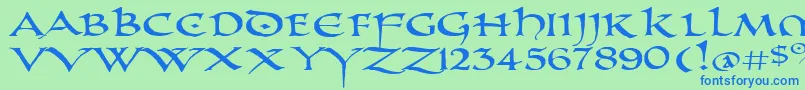 PrUncialAltCapsExtended Font – Blue Fonts on Green Background