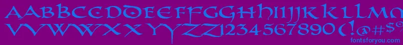 Шрифт PrUncialAltCapsExtended – синие шрифты на фиолетовом фоне