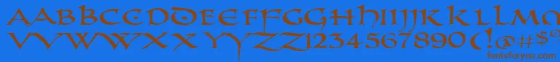 PrUncialAltCapsExtended Font – Brown Fonts on Blue Background