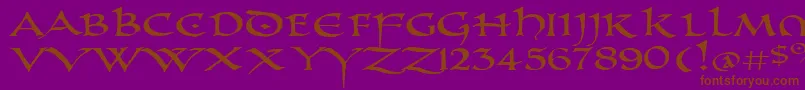 Шрифт PrUncialAltCapsExtended – коричневые шрифты на фиолетовом фоне