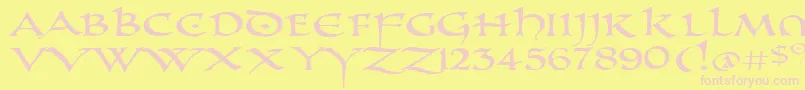 PrUncialAltCapsExtended Font – Pink Fonts on Yellow Background