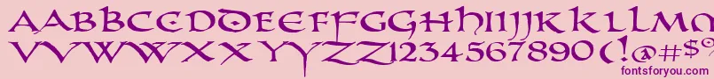 PrUncialAltCapsExtended-Schriftart – Violette Schriften auf rosa Hintergrund