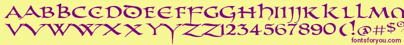 PrUncialAltCapsExtended-fontti – violetit fontit keltaisella taustalla