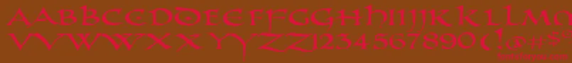PrUncialAltCapsExtended-fontti – punaiset fontit ruskealla taustalla