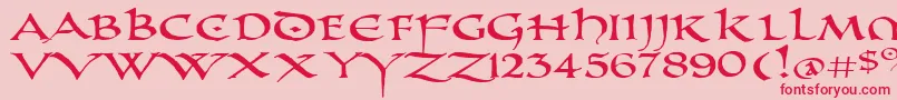 フォントPrUncialAltCapsExtended – ピンクの背景に赤い文字