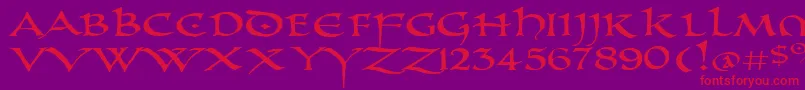フォントPrUncialAltCapsExtended – 紫の背景に赤い文字