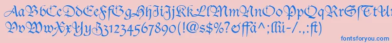 TudorScriptLightSsiLight Font – Blue Fonts on Pink Background