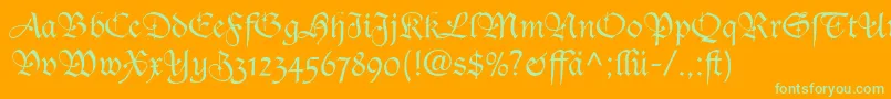 Police TudorScriptLightSsiLight – polices vertes sur fond orange