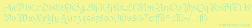 TudorScriptLightSsiLight Font – Green Fonts on Yellow Background