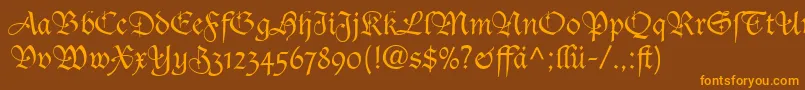 TudorScriptLightSsiLight Font – Orange Fonts on Brown Background