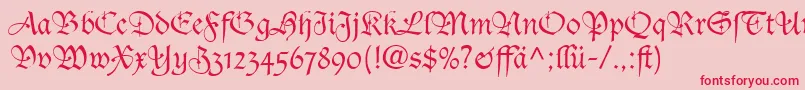 TudorScriptLightSsiLight Font – Red Fonts on Pink Background