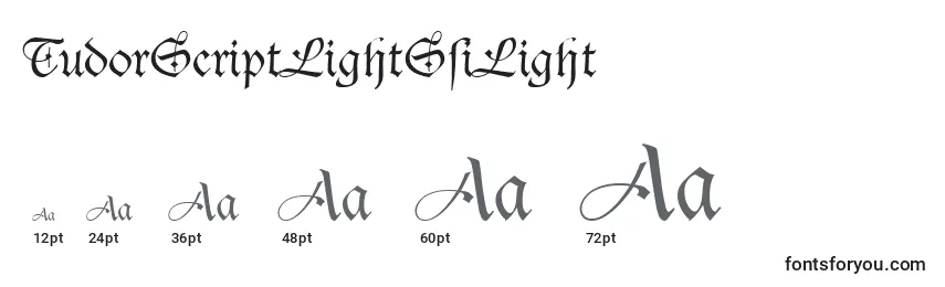 Размеры шрифта TudorScriptLightSsiLight