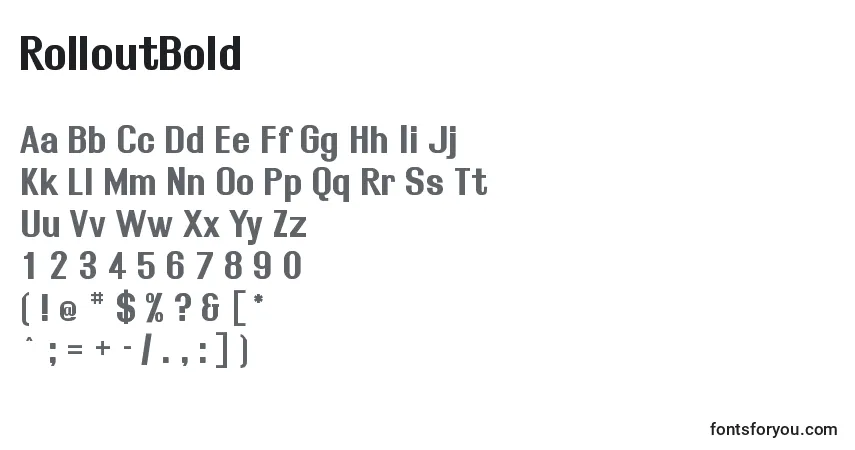 A fonte RolloutBold – alfabeto, números, caracteres especiais