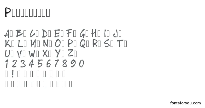 Schriftart Pwboldtoon – Alphabet, Zahlen, spezielle Symbole