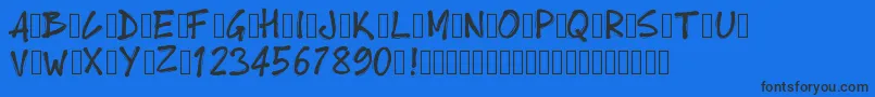 Pwboldtoon Font – Black Fonts on Blue Background