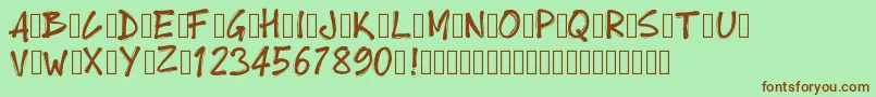 Saiba mais sobre a fonte Pwboldtoon Fonte Pwboldtoon – fontes marrons em um fundo verde