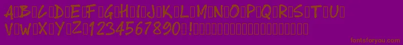 Fonte Pwboldtoon – fontes marrons em um fundo roxo
