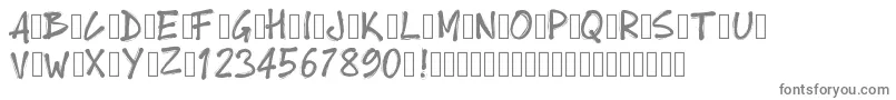 Pwboldtoon-fontti – harmaat kirjasimet valkoisella taustalla
