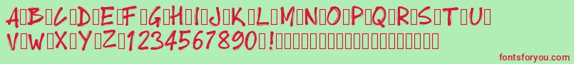 Pwboldtoon Font – Red Fonts on Green Background