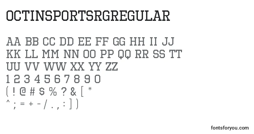 A fonte OctinsportsrgRegular – alfabeto, números, caracteres especiais