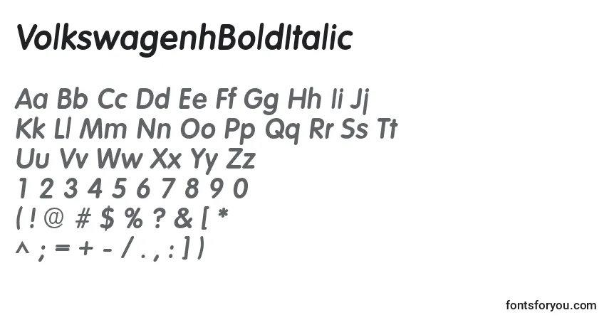 Fuente VolkswagenhBoldItalic - alfabeto, números, caracteres especiales